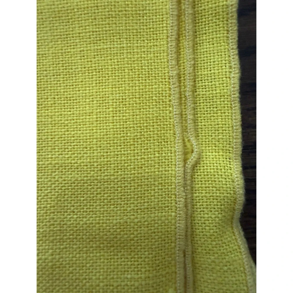 Vintage Set 4 Bright Yellow Linen Napkins Chartreuse Retro Tablescape 19x19